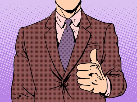 Gesture of good quality thumb up retro style pop art business conceptのイラスト素材