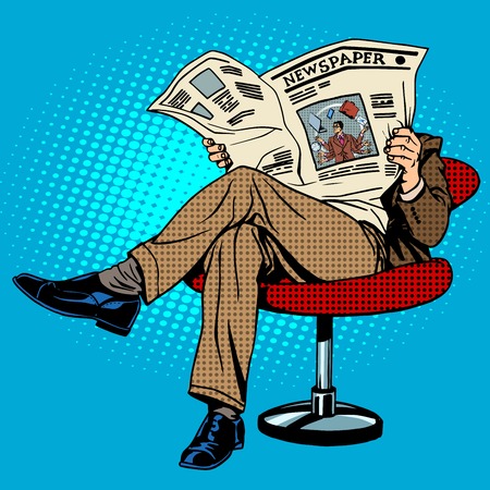 Newspaper reading man pop art retro styleのイラスト素材
