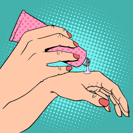 Hand cream cosmetics skin care pop art retro styleのイラスト素材