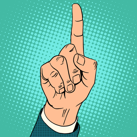 Index finger up. The gesture of attention in business or monotheism in Islam pop art retro styleのイラスト素材