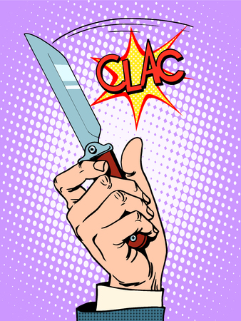 Crime knife arm bandit pop art retro styleのイラスト素材