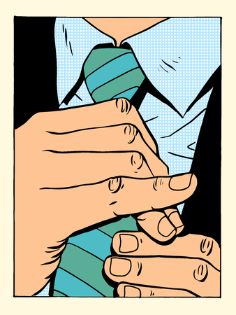 gentleman straightens tie pop art retro styleのイラスト素材