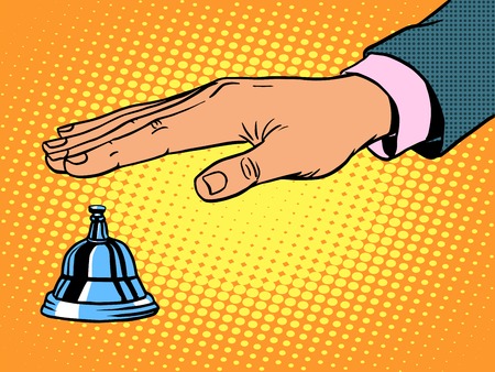 reception desk call bell hand pop art retro styleのイラスト素材