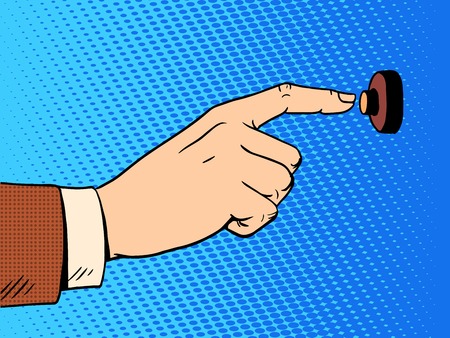 hand presses call button view profile pop art retro styleのイラスト素材