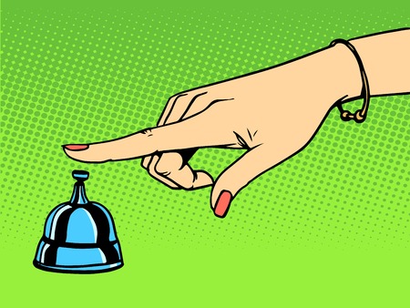 Call the Concierge woman hand bell pop art retro styleのイラスト素材
