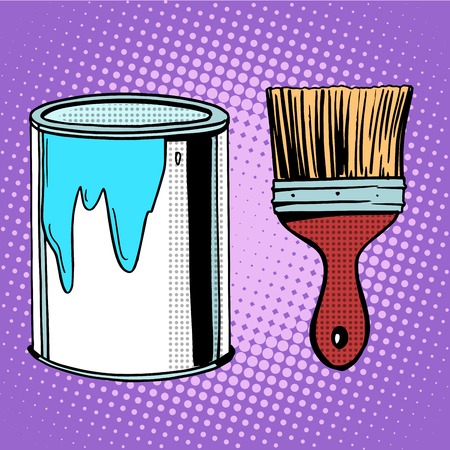 paint brush work painting design pop art retro styleのイラスト素材