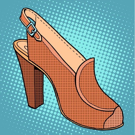 Retro shoes womens pop art style. Clothing and goods. The high-heeled shoesのイラスト素材