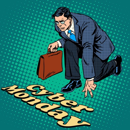 Cyber Monday sales start pop art retro styleのイラスト素材