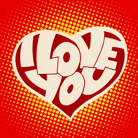 Heart I love you inscription t-shirt style pop art retroのイラスト素材