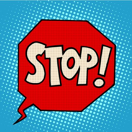 stop sign warning symbol pop art retro styleのイラスト素材