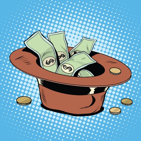 The hat for donations poverty and charity pop art retro style. Money and financesのイラスト素材
