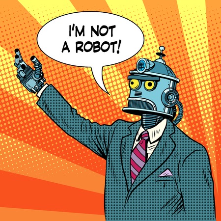 robot leader politician pop art retro style. I am not a robot. The lies and deception. Political election candidateのイラスト素材