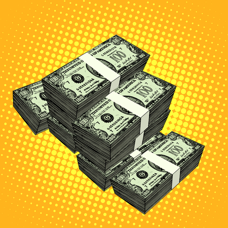 Money bundle of dollars pop art retro style. Finance and currencyのイラスト素材