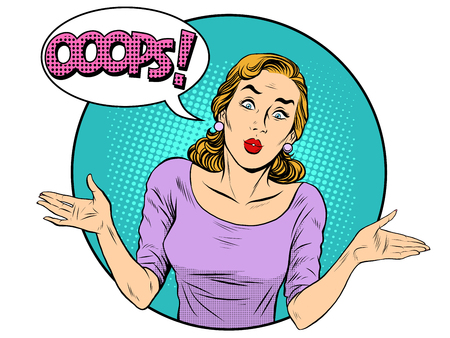 Oops surprised woman pop art retro style. Unexpected news business conceptのイラスト素材