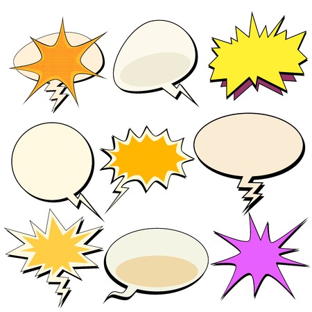 set bubble comic book retro pop art background. Pop art retro style. Collection of retro backgrounds for textのイラスト素材