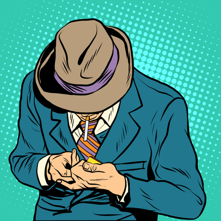Male smoker pop art retro style. A man lights a cigarette. Health and bad habitsのイラスト素材