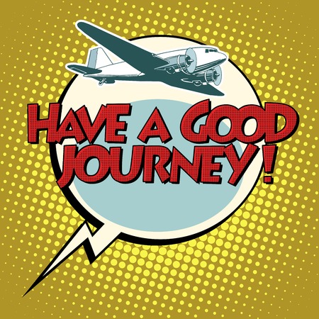 have a good journey flight plane pop art retro style. Air transport. Travel and flights.のイラスト素材