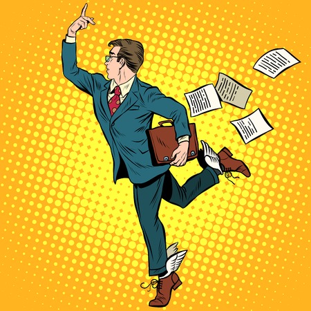 businessman god of trade Mercury pop art retro style. Antique mythology. Businessman messenger. Business conceptのイラスト素材