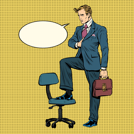 businessman in the pose of Napoleon with bubble comic pop art retro style. business concept. Leader commander strategistのイラスト素材