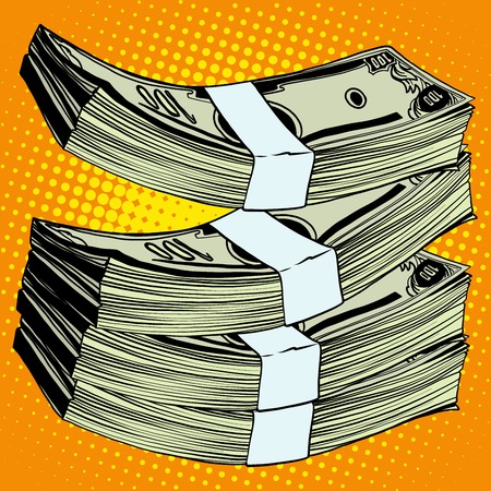 Stack of dollars money banknote pop art retro style. Business and Finance. Vector illustration of moneyのイラスト素材