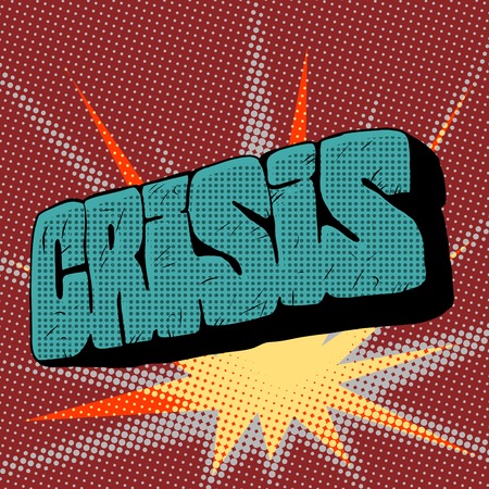 stones text crisis pop art retro style. Realistic word of carved stone monolith. Old lettersのイラスト素材