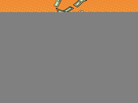 Businessman drowning in money pop art retro style. business concept the dangers of wealth. Greed and financial stupidityのイラスト素材