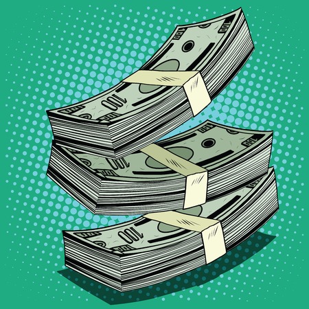 Stack of money dollar bills cash pop art retro styleのイラスト素材