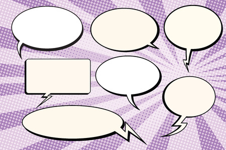 Set of vector bubbles comic text pop art retro vectorのイラスト素材