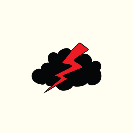 Thunderstorm lightning weather icon pop art retro vector. Rain cloud storm weather forecastのイラスト素材