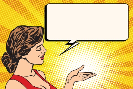 Girl preview comic book bubble pop art retro vector. Promo peopleのイラスト素材