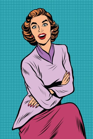 Surprised elegant woman pop art retro vector. Beautiful girlのイラスト素材