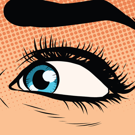 Close-up woman blue eye looking to the left pop art retro vector illustrationのイラスト素材