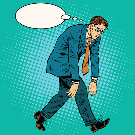 Tired man, depression and grief pop art retro vector illustrationのイラスト素材