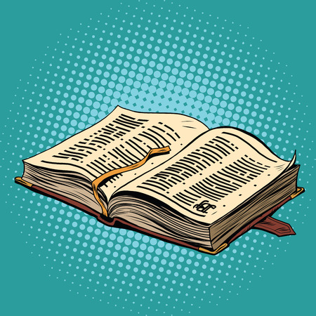 Old book in leather binding. The Bible and religion  pop art retro vector illustrationのイラスト素材