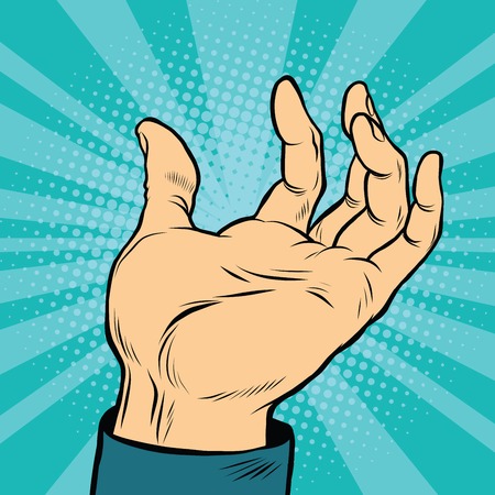 Open palm hands pop art retro comic book vector illustrationの写真素材