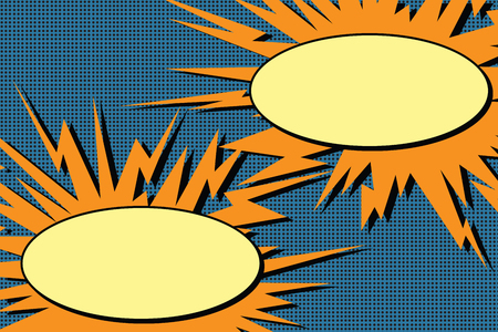 comic book dialogue bubbles explosion pop art retro vector illustrationのイラスト素材