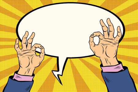 OK gesture hand okay, pop art retro comic book illustrationのイラスト素材