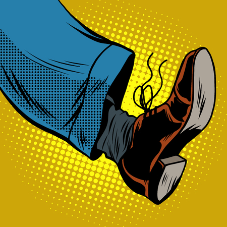 Human foot with Shoe, pop art retro vector illustration, take a stepのイラスト素材