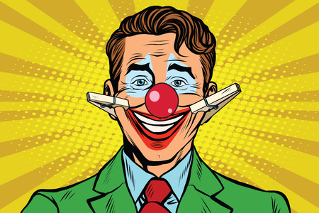 Clown face smile with clothespins, pop art retro vector illustrationのイラスト素材