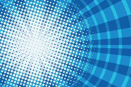 Blue corridor in the squares pop art retro comic background, vector illustrationのイラスト素材