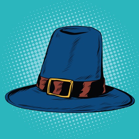Vintage hat pilgrim, pop art retro vector illustration. Traditional religious clothingのイラスト素材