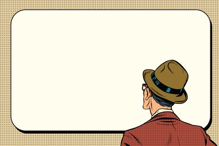 man standing and looking on white background, pop art retro vector illustrationのイラスト素材