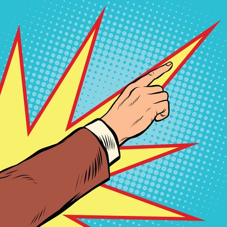 Retro hand pointing to the right up. comic background. pop art vector illustrationのイラスト素材