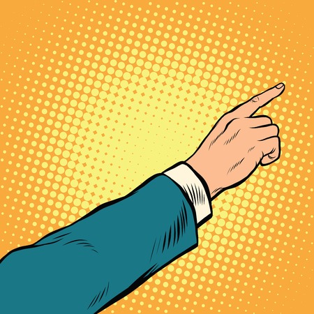Retro hand pointing to the right up, pop art vector illustrationのイラスト素材
