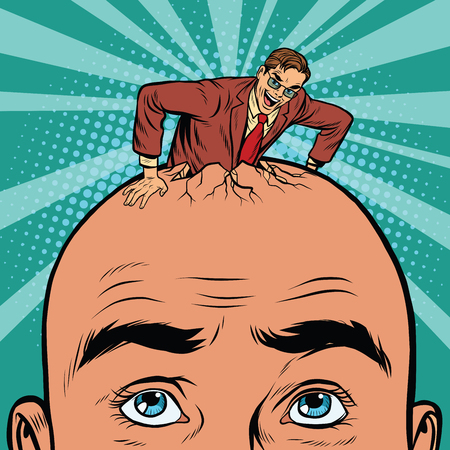 Retro businessman hatches from the head men, pop art vectorのイラスト素材