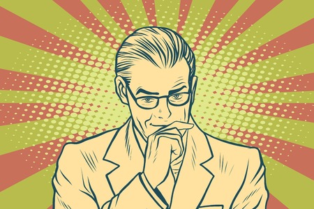 Thinking businessman pop art retroのイラスト素材