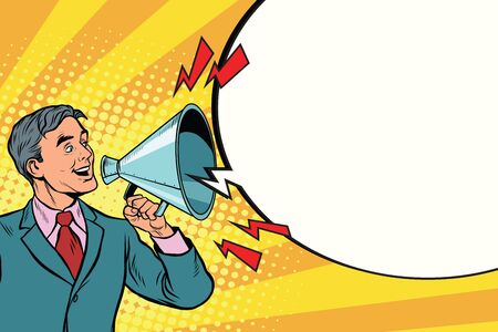 Vintage speaker with a megaphone shoutingのイラスト素材