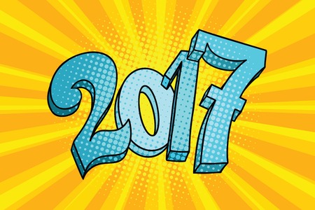2017 figures inscription. Pop art retro vector illustration. Old and new yearのイラスト素材