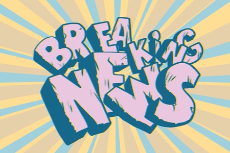 Breaking News old inscription. Faded text. Pop art retro vector illustrationのイラスト素材