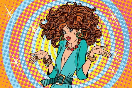 Glamorous diva surprised. Pop art retro vector illustration. beautiful sexy young womanのイラスト素材